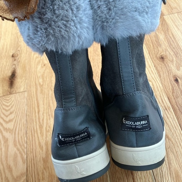 Kookaburra by UGG Cozy Gray Suede Leather Faux Fur-Lined Boots - Picture 4 of 6